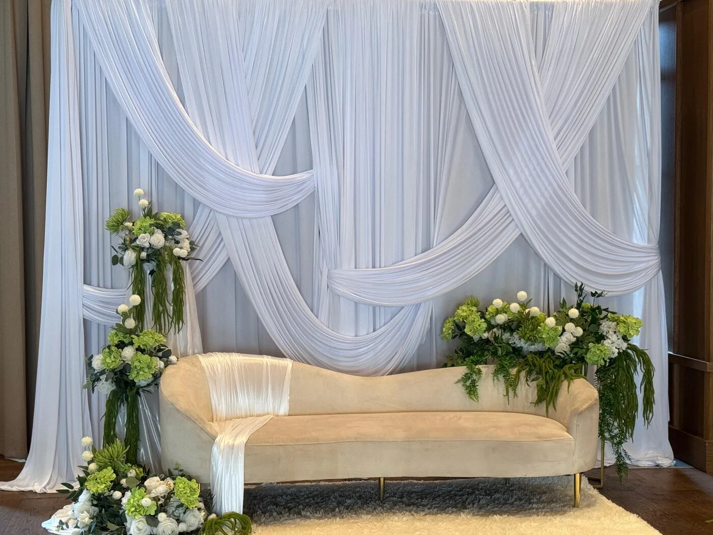 White ceremony stage Nikkah decoration Columbus