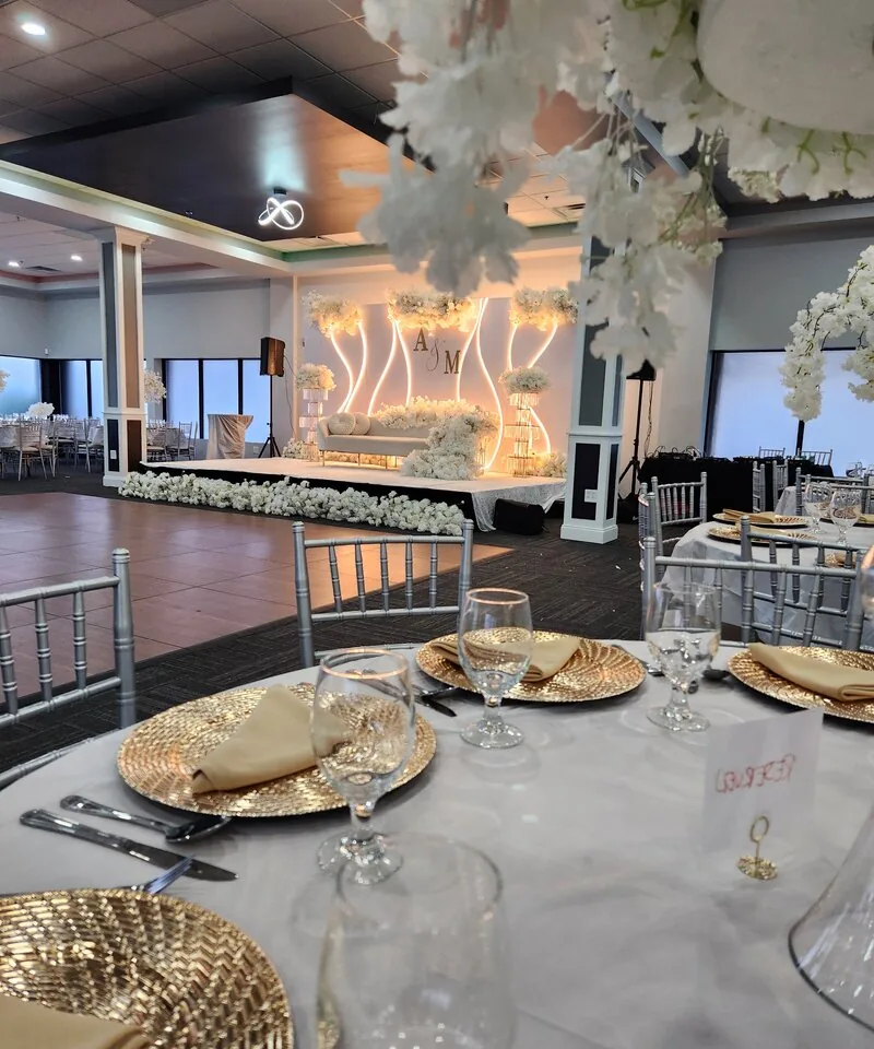 White and gold Habesha wedding reception decoration Columbus Ohio